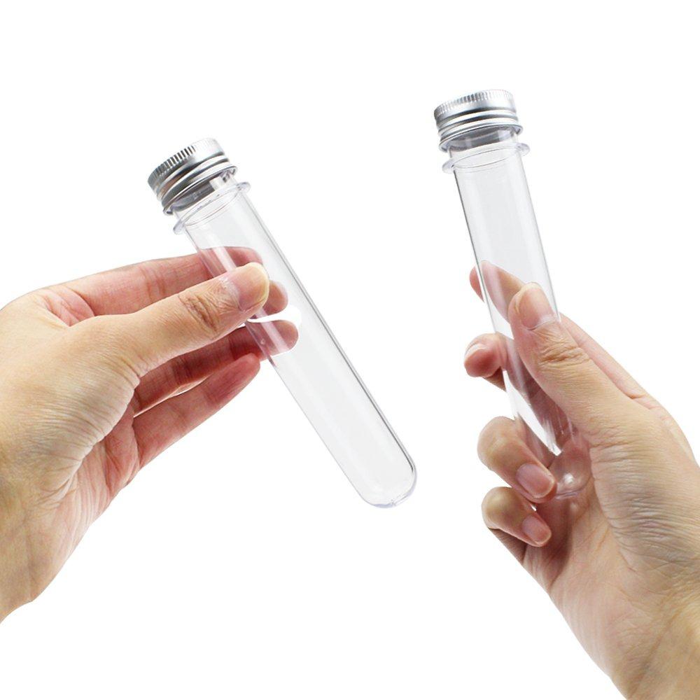 10Pcs  30ml/40ML/70ML/100ML   Excellent Plastic Transparent Test Tubes With Aluminum Cap Bottles School Supplies Lab Equipments