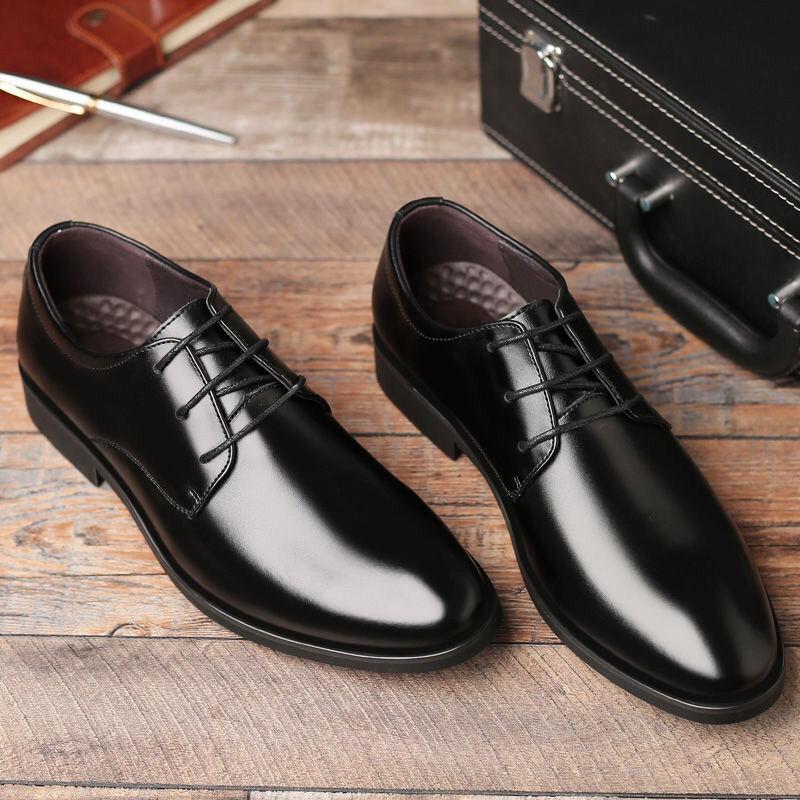 2024 Pánské kožené boty Šněrovací ležérní kožené boty Mládežnické business casual pánské boty