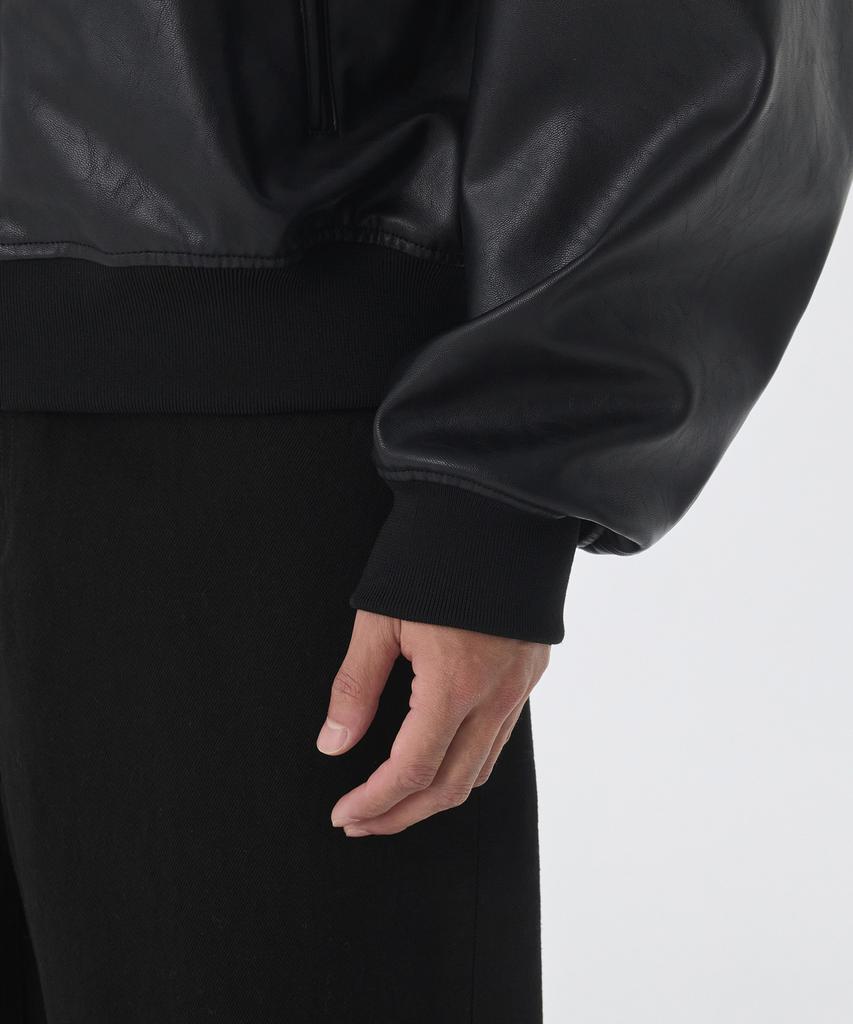 Musinsa Standard Synthetic Leather Oversized Hooded Jacket [Black]