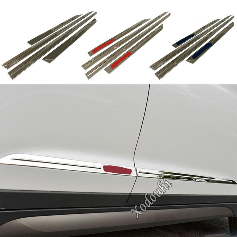 High Quality For Hyundai Tucson 2015 2016 2017 2018 Car Styling Protect Cover Side Door Body Trim Stick Strip Molding Part 4PCs