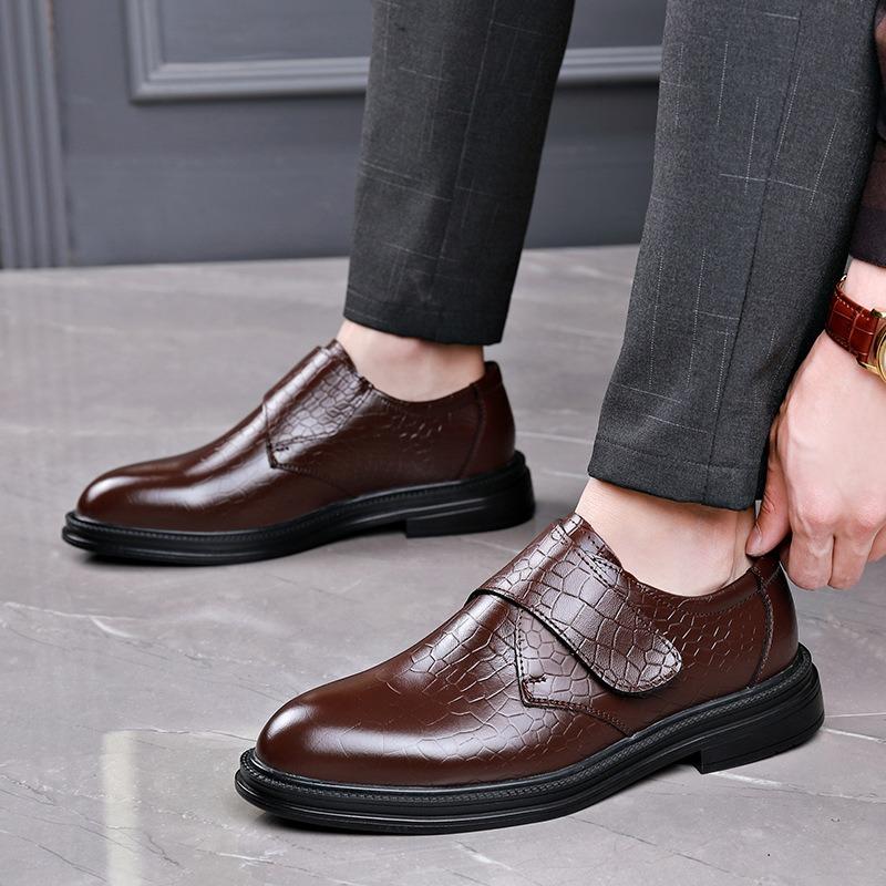 Fashion British Cowhide Platform Business Dress Shoes for Men Designer Soft-soled Men's Wedding Shoes Fashion Leather Derby Shoes Male
