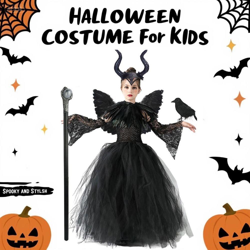 Black Tulle Halloween Costume Dress Black Mesh Evil Queen Outfit Cosplay Dress  All Saint's Day