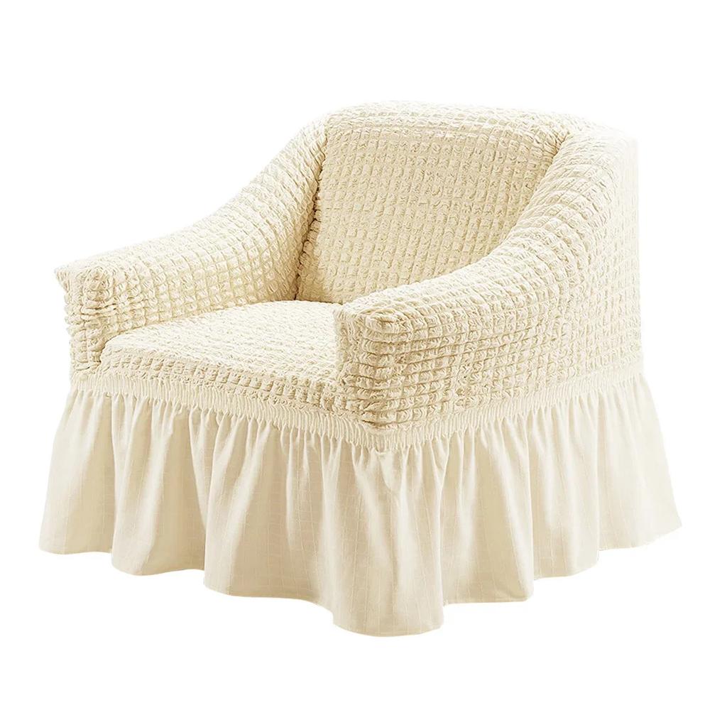 Einsitzer-Sofa Seater Seersucker Überwurf mit Rock Universeller Stretch-Sofa-Couch-Überwurf Leicht passender Möbelschutz