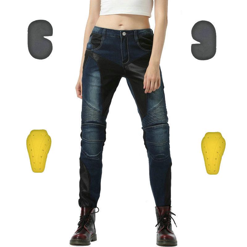 Women's Slim Fit Summer Motorcycle Riding Jeans with Breathable Mesh Ventilation