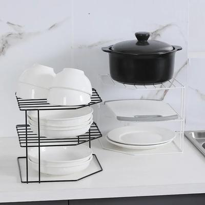 3 Tier Kitchen Seasoning Corner Shelf Pot Storage Table Top Organizer Racks Under Sink Storage Rack Carbon