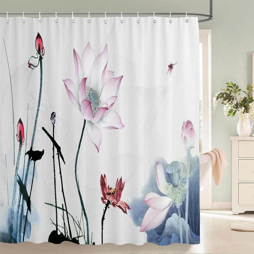3d Flowers Pattern Shower Curtains Bath Curtain 180*180cm Waterproof Bathroom Decor Washable Fabric Bath Screen With Hooks