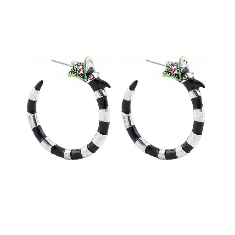

Silver Stripes Snake Body Dragon Head Shape Studs Earrings Y2K Style Ear Studs Ear Jewelry Party Earrings Alloy Material 1