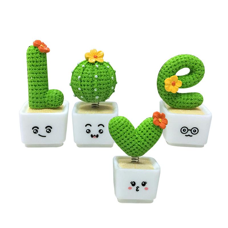 Ornement Cactus Exquis Finition Soignée Mini LOVE Cactus en Pot Résine Ornement de Voiture Ensemble pour Décoration Amour