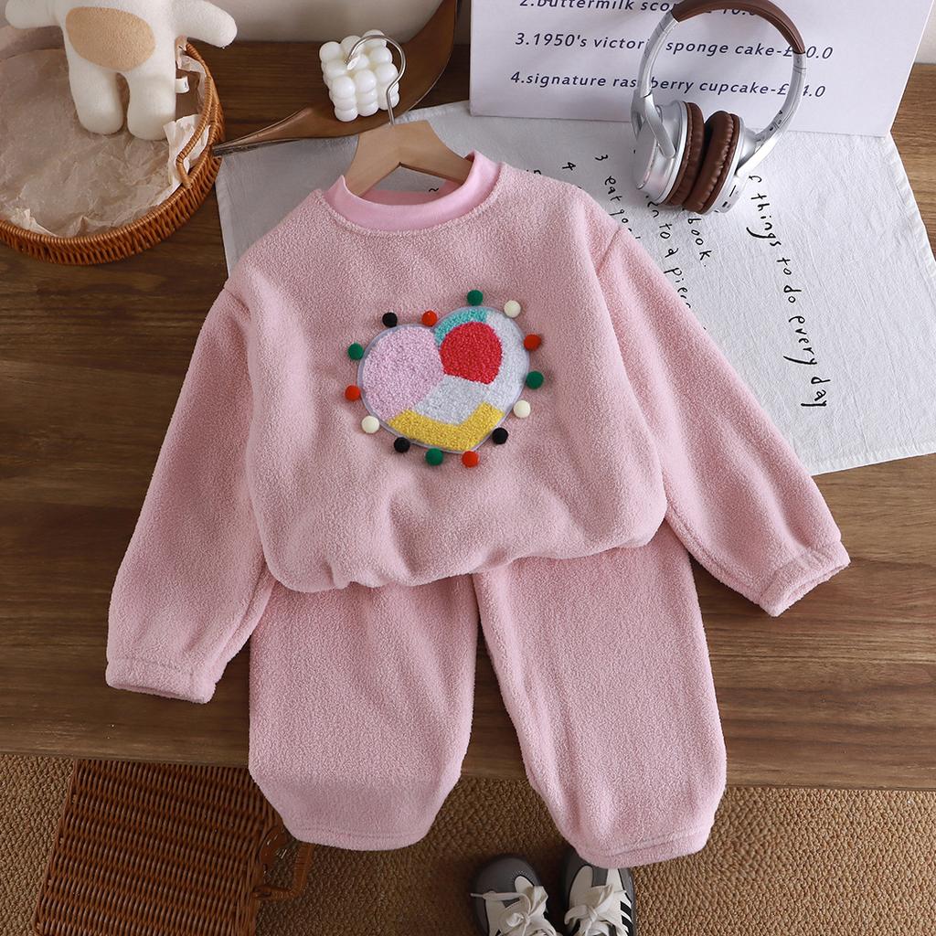 Autumn and Winter Plus Velvet Thickened Children's Pajamas for Boys and Girls Warm Home Service Suits Children's Clothing