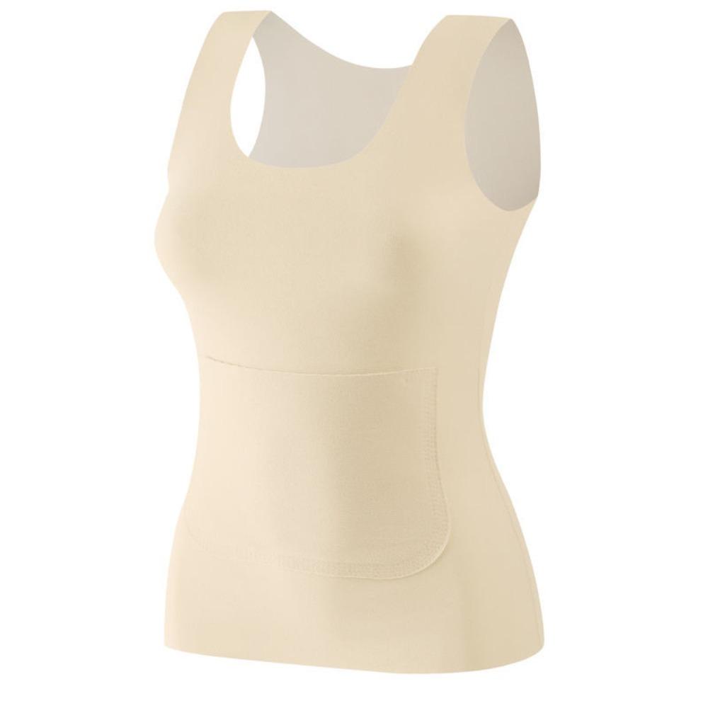 Sleeveless Thermal Underwear Camisole Double Pockets Thermal Tops Autumn Winter