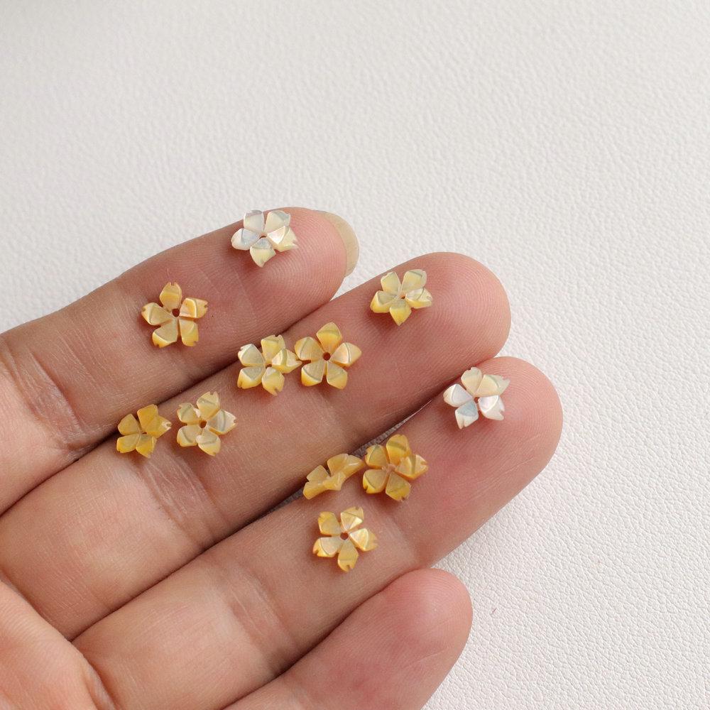 8mm White Mother-of-Pearl Pentagonal Flower Earrings & Brooch Hair Clip, Handmade Jewelry Accessories