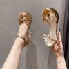 Fashion Sexy Peep Toe Hollow Cover Heels Stiletto Sandals Champagne/Sliver Platform Ankle Buckle 12CM Thin Heel Women Party Shoes