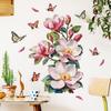 Magnolia Butterfly Wall Sticker Self-Adhesive Waterproof Removable Living Room Bedroom Hallway Background Wall Home Decor Art
