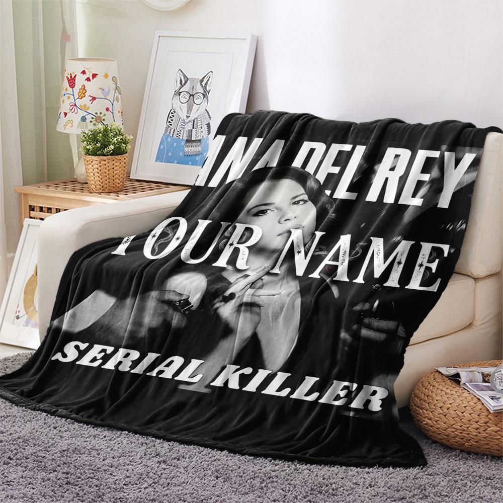 1PC Lana Del Rey Fan Art Custom Name Patterned Flannel Blanket Suitable For All Seasons For Home Decor Warmth And Comfort Gifts Holiday Present