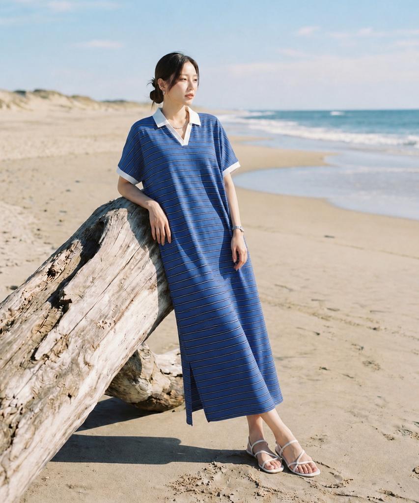 Metapeo Cozy Striped Dress Blue