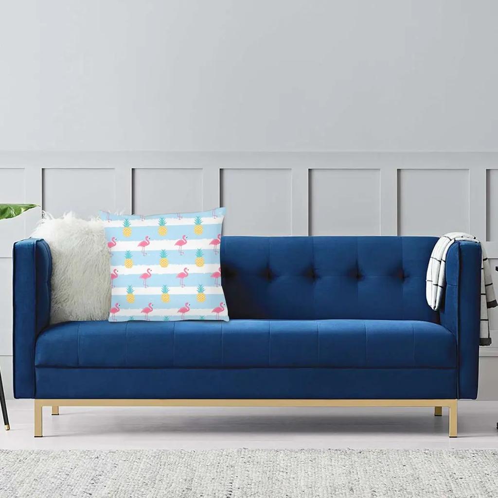 Pineapple And Flamingo Pillowcase Printing Polyester Cushion Cover Decorative Pink Bird Pillow Case Cover Home Square X