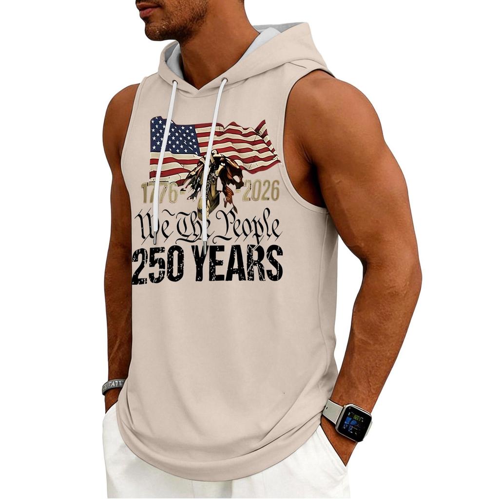 Men's Tank Top Gym Sleeveless Hoodie Shirt Washed Sports Muscle Shirts Fitness Vest With Hood