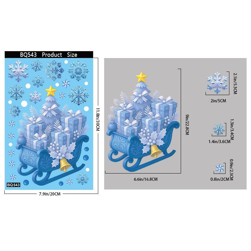 Festive Christmas Blue Snowflake & Snowman Window Sticker Decoration