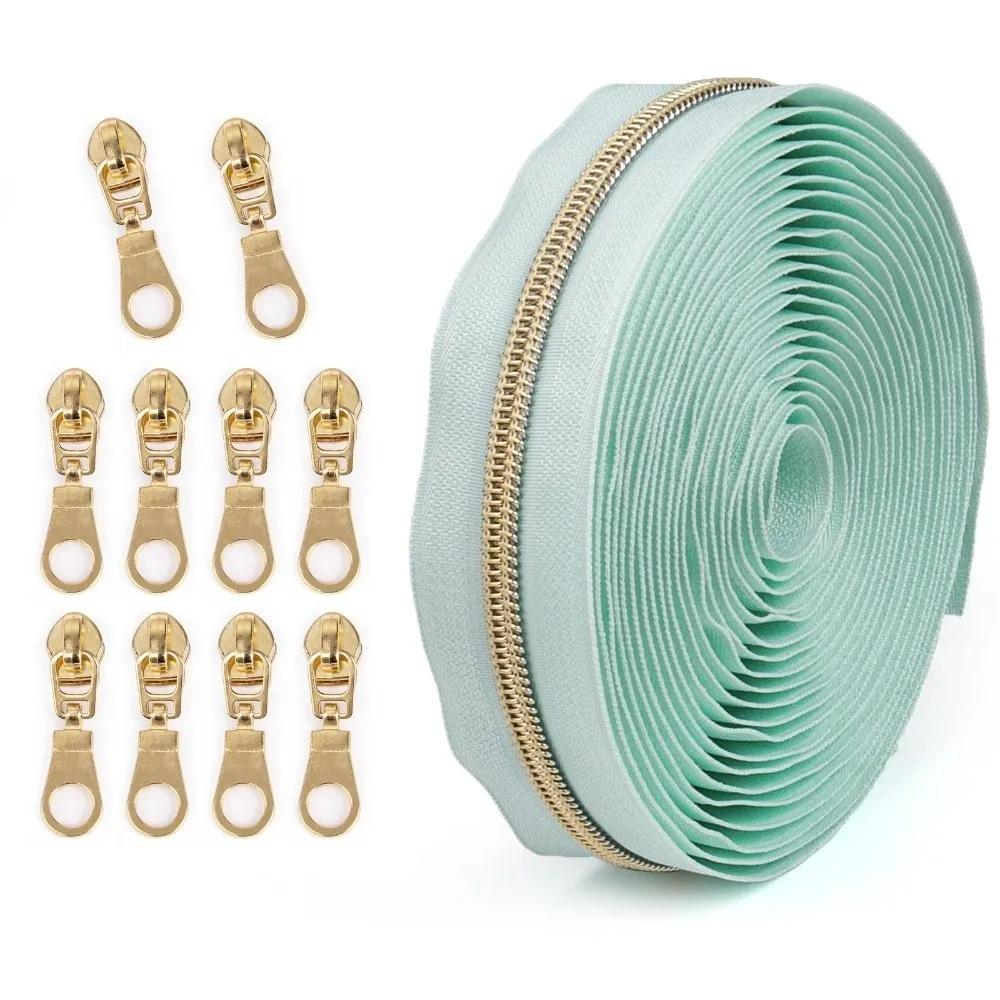 No.5 Nylon Zipper Tape Contrast Color 4.5m Zipper 10 Zipper Puller Slider Closure Zip DIY Repair Jacket Long Zips