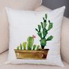 Botanical Garden Pillow Cover Mixed Succulents Cacti and Wildflowers Design Soft Square Cushion for Living Room 45x45cm