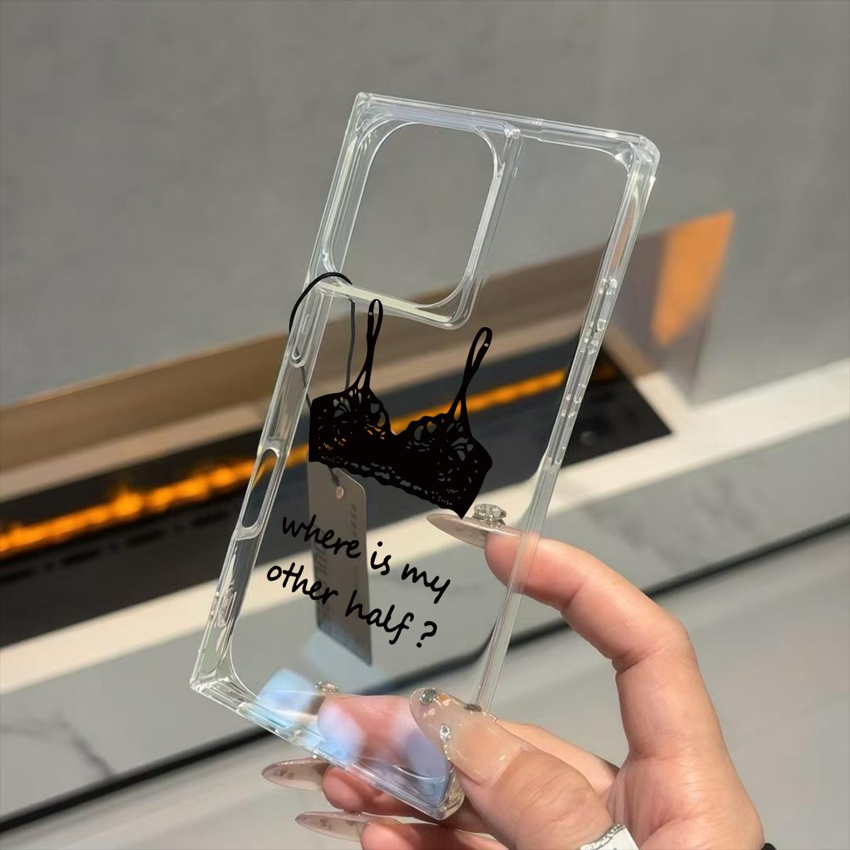 

Clear Square Back Tube Case Protection For iPhone 15 Plus 16 ProMax 13 11 12 14 Pro Max Anti-Oxygen,Black Lace Underwear Pattern Casing iphone 11 ProMax