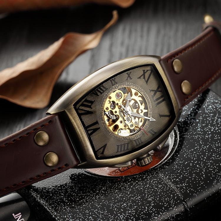Shenghua Shenhua 9268 Cinturino per Orologio Meccanico da Uomo Fibbia a Rivetto Moda Orologio da Uomo in Bronzo