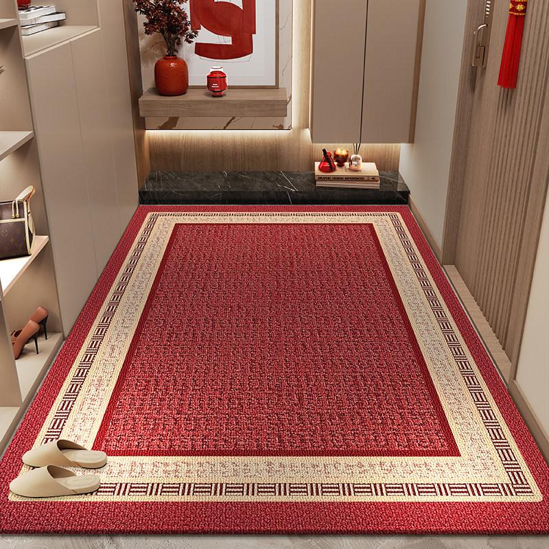 Red Plush Carpet Door Mat Non Slip Cuttable Welcome Doormat For Home Entryway Entrance Porch High End Festive Floor Mat