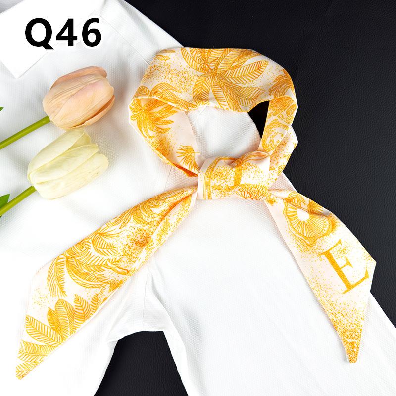 New Long Versatile Silk Scarf Tied Hair Band Bow Letter Floral Streamer Tied Bag Gift Small Silk Scarf