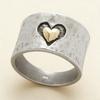 Delicate CopperColor Heart Ring for Women Fashion Metal Two Tone Engagement Wedding Ring Jewelry