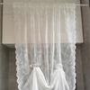 White Lace Embroidery Voile Curtains with Rod Pockets Pulling Curtain for Living Room Bedroom Kitchen 150cm