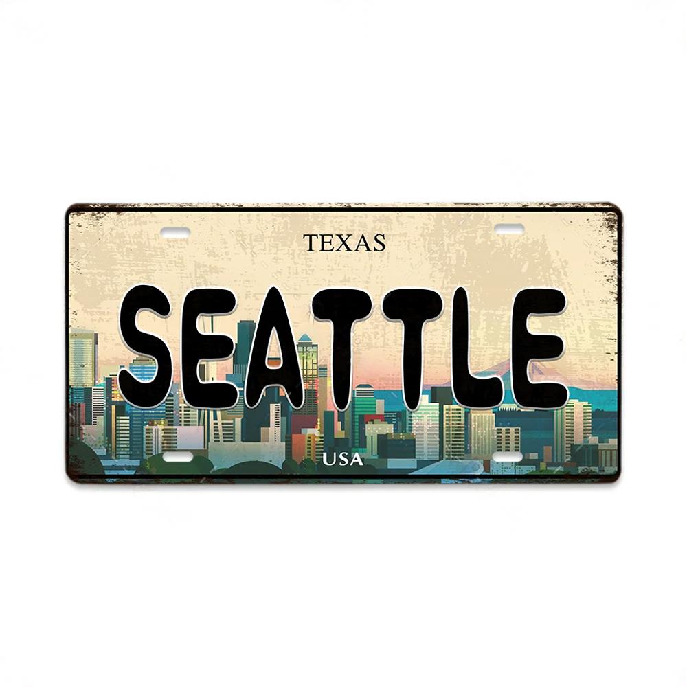 Vintage Country Metal Signs Posters Licenses Plate Decor for Living Room Colorado Lansing Nevada Ohio Washington Plaque
