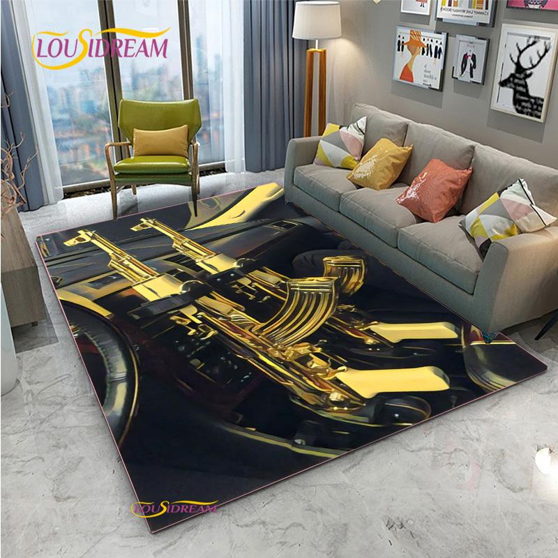 3D Geweer Pistool Revolver Wapen Cartoon Gebiedskleed, Tapijt Kleed voor Woonkamer Slaapkamer, Kind Keuken Deurmat Badkamer Antislip Vloermat