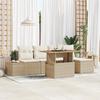 VidaXL 6-Piece Garden Dining Set with Cushions Beige Poly Rattan and Acacia 3350063