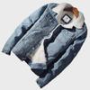 Chaqueta Vaquera de Invierno para Hombre de Corte Slim con Forro de Terciopelo y Lana de Cordero