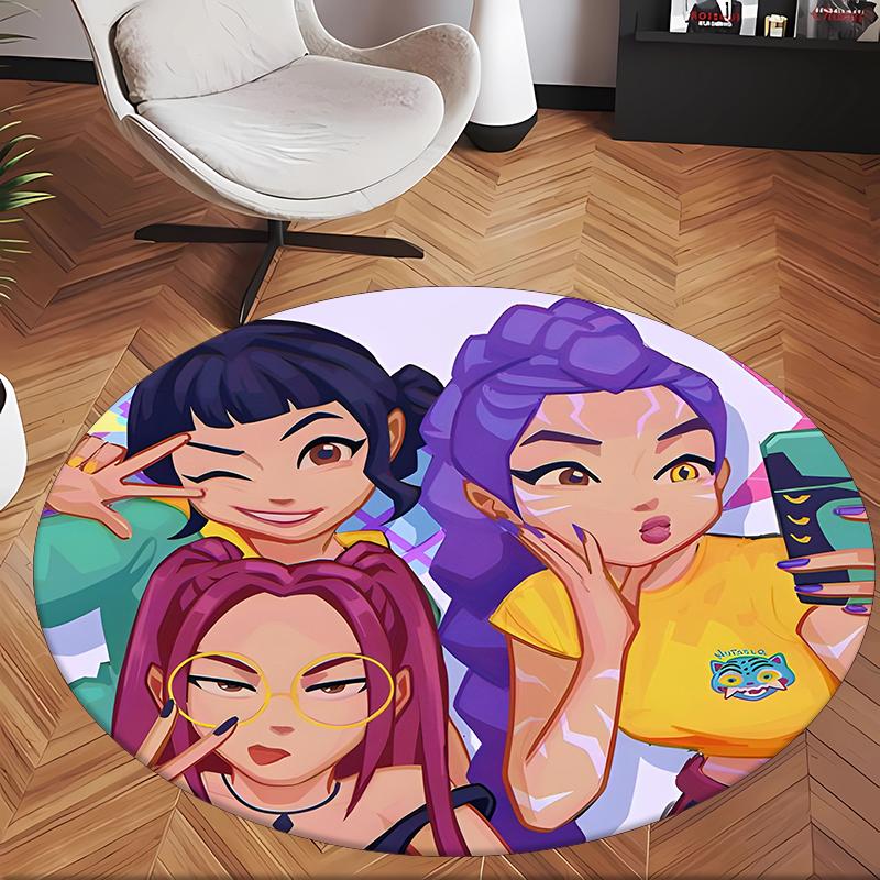 Huntrix (209) Round Office Rug Decorative Floor Rug for Office Bedroom Living Room and Home Space