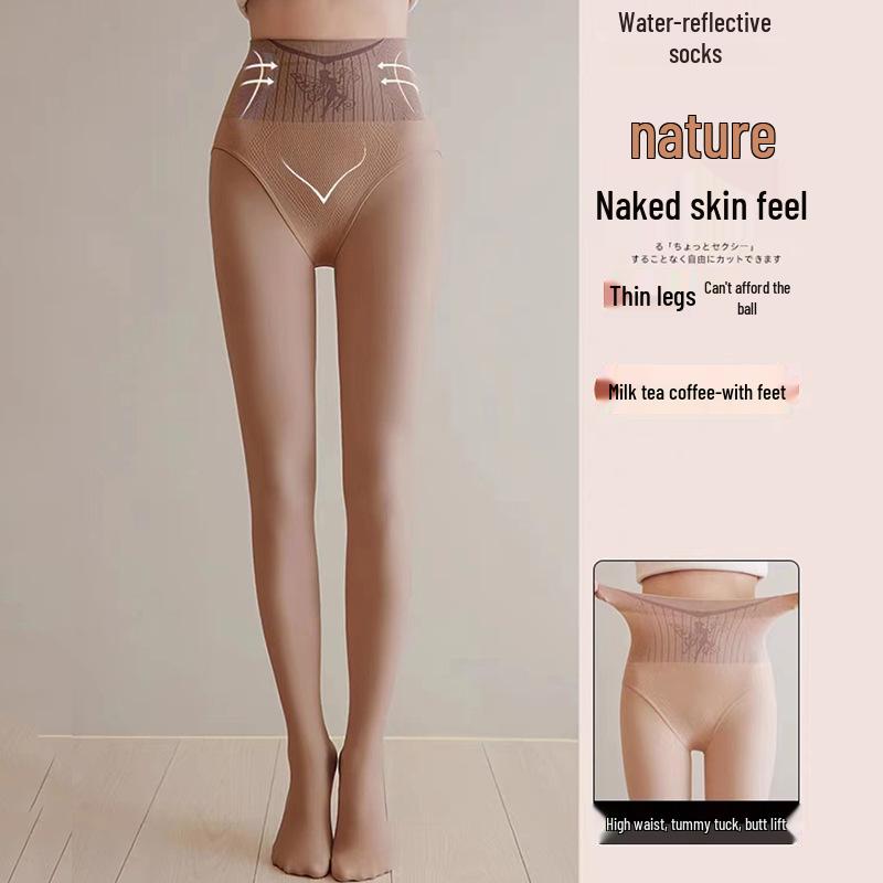 Waterlight Black Sheer Fairy Stockings: High Waist, Tummy Control, Cold Resistant, Thickened & Velvet Lined Pantyhose