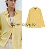 Women's Spring Clothing French Simplicity Style Lapel Cotton Spinning Stripes Ruched Long Sleeve Shirt Top 2803670