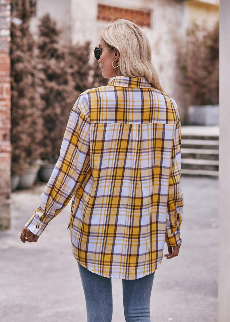 2023 Women's Oversize Plaid Shirt - Autumn/Winter European & American Casual Fashion