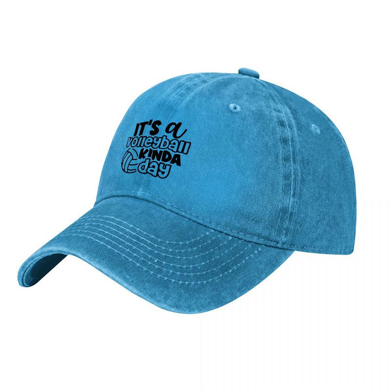 Its a Volleyball Kinda Day Washed Canvas Baseball Cap Unisex Adjustable Hat Sporty Design for Everyday Wear
