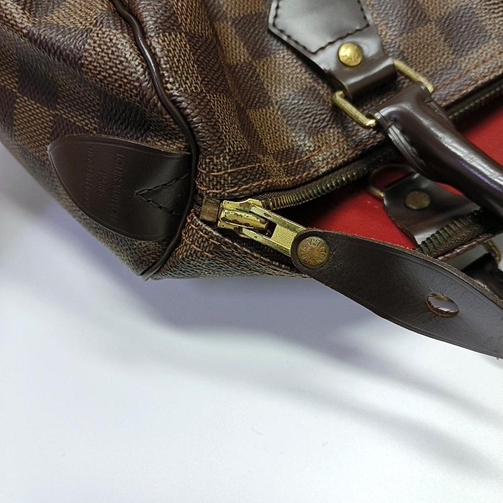 [Pre-Owned] Speedy 30 Checkered Zipper Closure Coated Canvas With Leather Trim Handbag - Good #BHOOEM