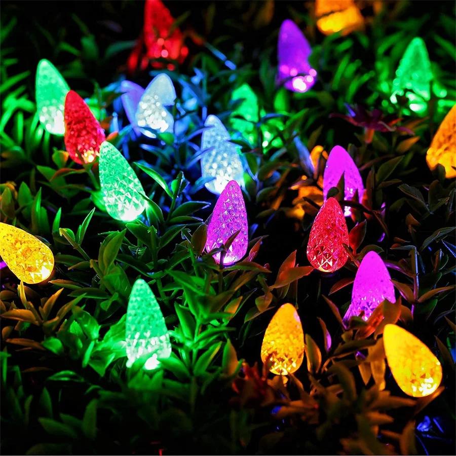 10M 100 LED C6 Solar Christmas Lights Outdoor C6 Christmas Solar String Lights Waterproof Christmas Solar Lights for Tree Decor