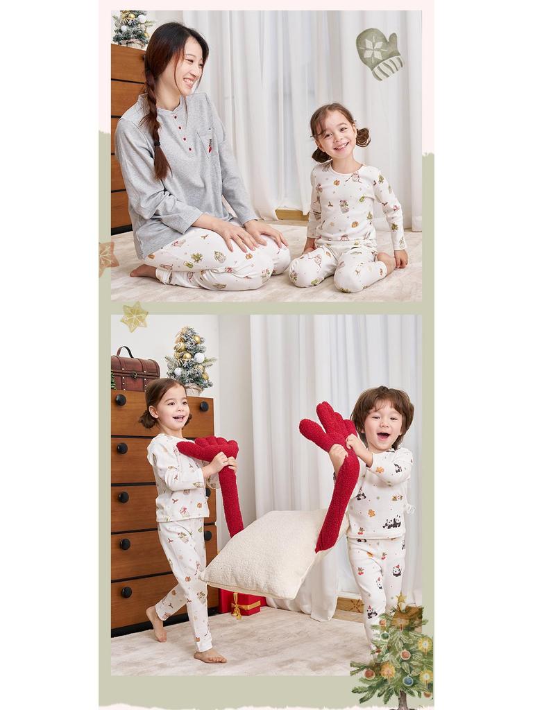 An Dan Christmas Edition Children's Cotton Long-Sleeve Autumn Pajamas Set for Women