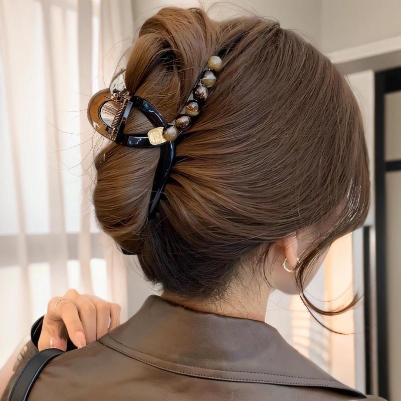 Light Luxury  High-end Sense of Flower  Pearl  Rhinestone  Clip  Female Back Head  Hair Clip  Large Hairpin  Headdress  Hairpin