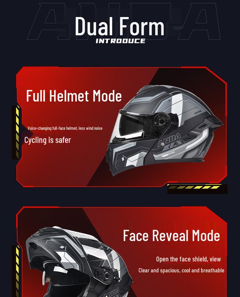 AD Winter Full Face Electric Motorcycle Helmet, 3C Certified Flip-Up Design, Unisex, All-Season Safety Helmet