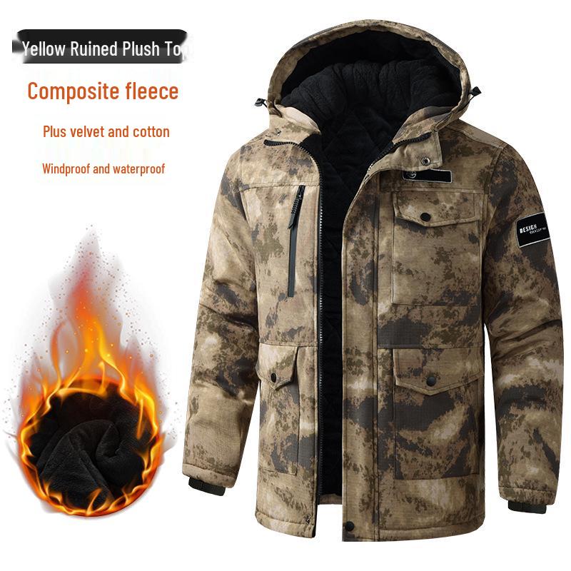 

Men s Winter Camouflage Cotton Padded Jacket, Warm Yellow Coat for Cold Weather and Workwear 185cm fits 160-180 jin