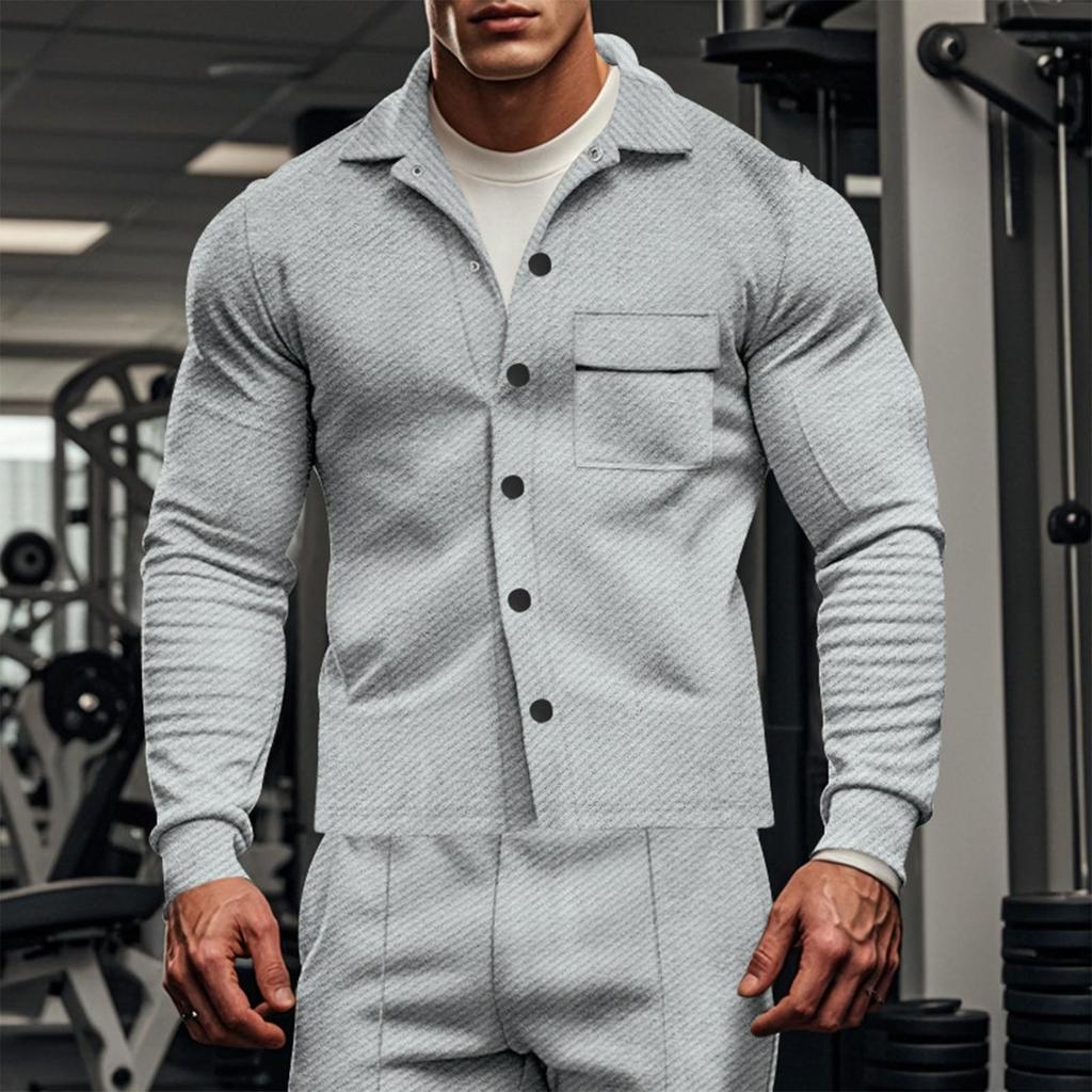 Herren Twill Revers Langarm Jacke Einreihig Einfarbig Schlank Jacke Twill Hose Anzug