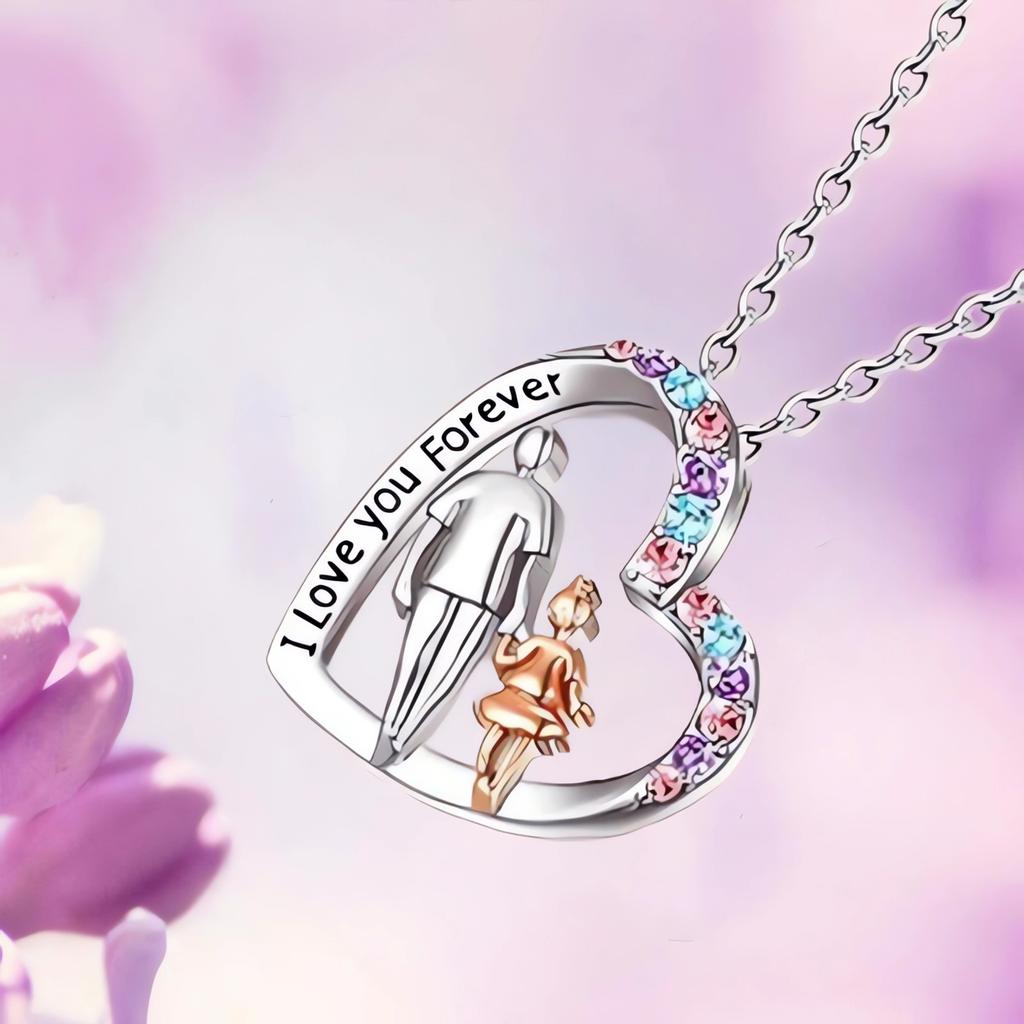 Älskar dig för alltid Färgstark Diamanthjärta Hänge Halsband Dam Smycken Cover