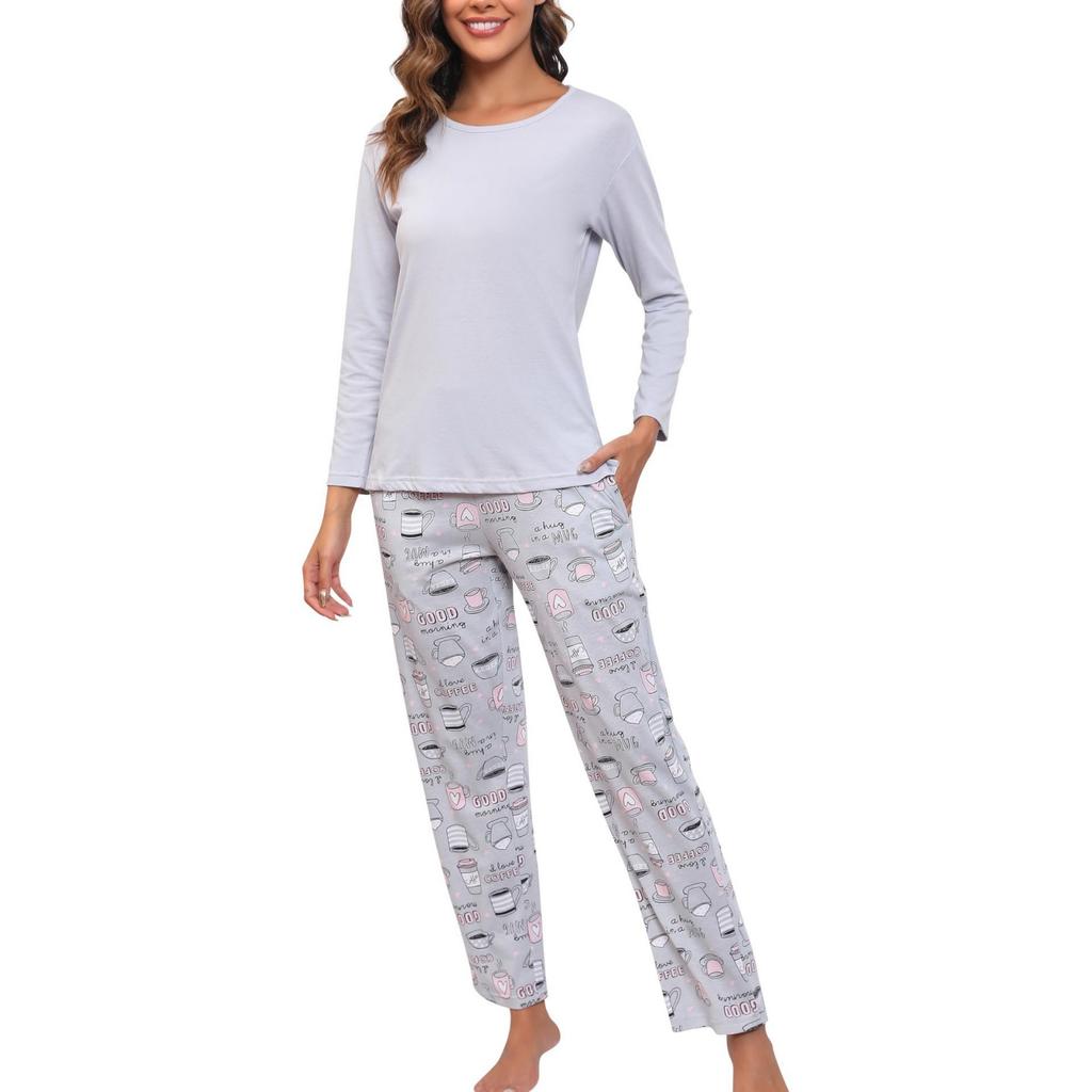 Women's Fashionable Casual Pajamas And Home Wear Long-sleeved Trousers Suit