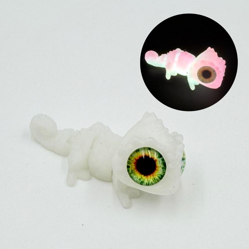 3D Printed Mini Chameleon Figures Movable Joint Big Eyes Lizard Model Fidget Toy Home Decor Desktop Ornament Gift Collection