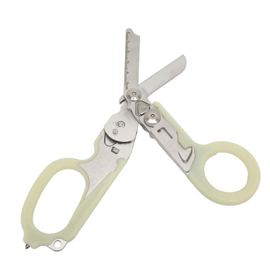 Emergency Response Shears Stainless Steel Luminous Multifunctional Foldable Scissors Pliers for